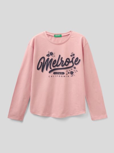 Kids' Benetton Warm Cotton Long Sleeve T-shirts Pastel Pink | NZ056828