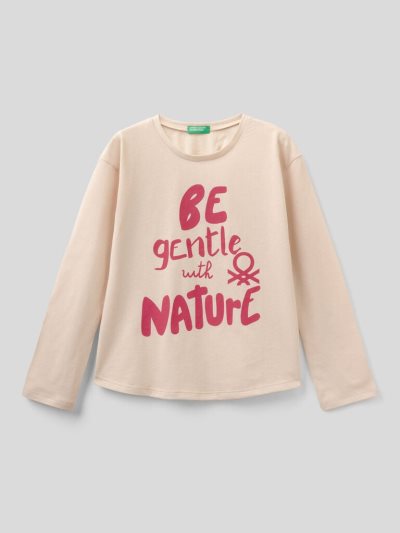 Kids' Benetton Warm Cotton Long Sleeve T-shirts Creamy White | NZ273800