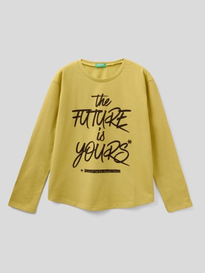 Kids' Benetton Warm Cotton Long Sleeve T-shirts Green | NZ399225