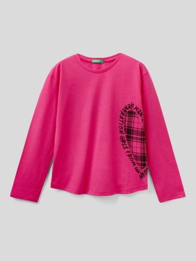 Kids' Benetton Warm Cotton Long Sleeve T-shirts Fuchsia | NZ431886