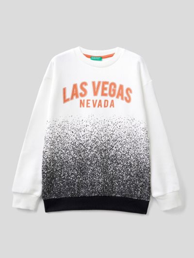Kids' Benetton Warm Cotton Print Sweatshirt Creamy White | NZ261952