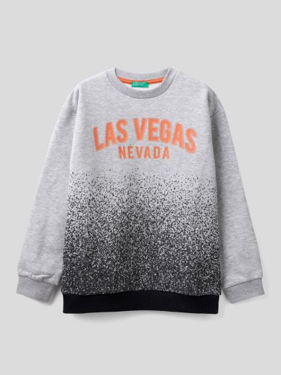 Kids' Benetton Warm Cotton Print Sweatshirt Grey | NZ664426