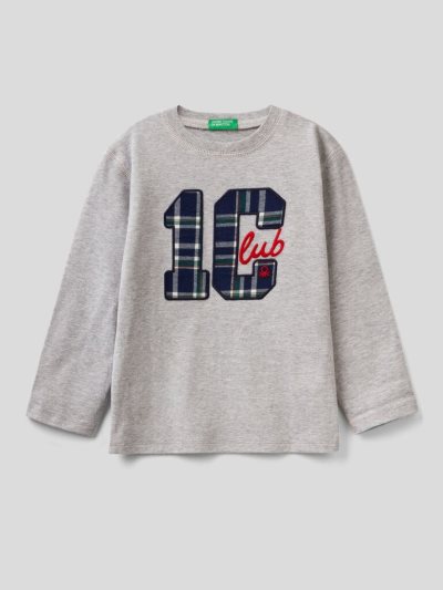 Kids' Benetton Warm Cotton & Viscose Long Sleeve T-shirts Grey | NZ060409