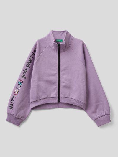 Kids' Benetton Warm Cropped Sequins Sweatshirt Lilac | NZ342841