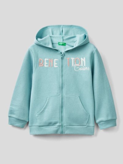 Kids' Benetton Warm Embroidered Logo Hoodie Light Blue | NZ368866