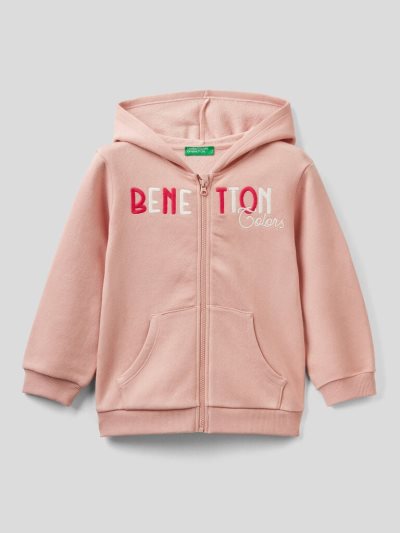 Kids' Benetton Warm Embroidered Logo Hoodie Pastel Pink | NZ482703