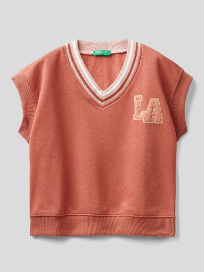 Kids' Benetton Warm Fleece Patch Vest Burnt | NZ715084