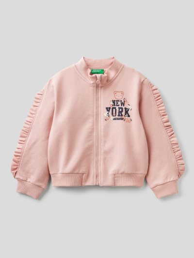 Kids' Benetton Warm Glittery Print Sweatshirt Pastel Pink | NZ438855