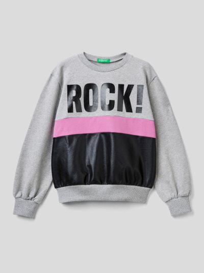 Kids' Benetton Warm Glossy Inserts Sweatshirt Grey | NZ758108