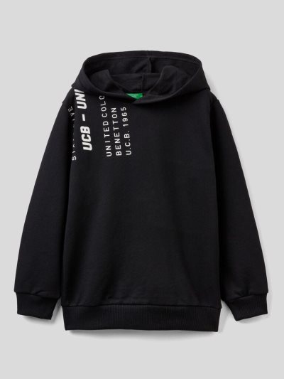 Kids' Benetton Warm Hoodie Black | NZ384137