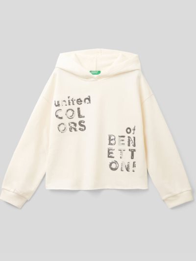 Kids' Benetton Warm Hoodie Creamy White | NZ208871