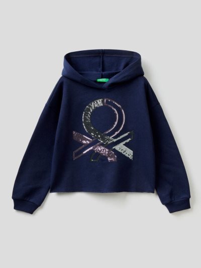Kids' Benetton Warm Hoodie Dark Blue | NZ062530