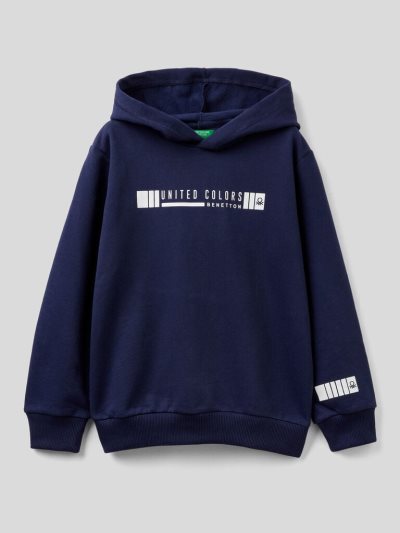 Kids' Benetton Warm Hoodie Dark Blue | NZ845465