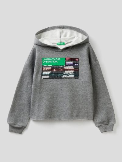 Kids' Benetton Warm Hoodie Dark Grey | NZ588984