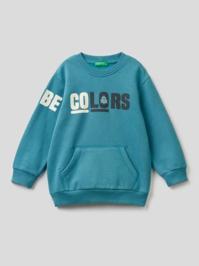 Kids' Benetton Warm Kangaroo Pocket Sweatshirt Light Blue | NZ208643