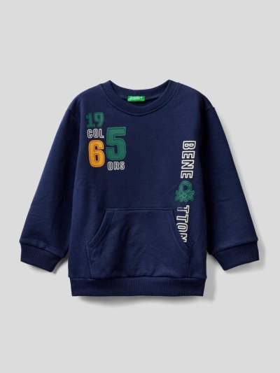 Kids' Benetton Warm Kangaroo Pocket Sweatshirt Dark Blue | NZ232550