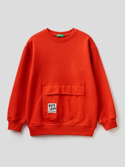 Kids' Benetton Warm Kangaroo Pocket Sweatshirt Red | NZ315929