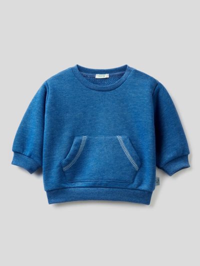 Kids' Benetton Warm Kangaroo Pocket Sweatshirt Bright Blue | NZ409277