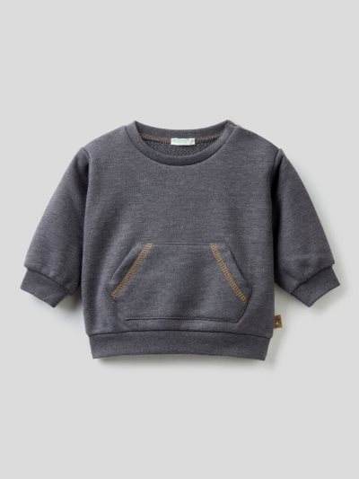Kids' Benetton Warm Kangaroo Pocket Sweatshirt Dark Grey | NZ476243