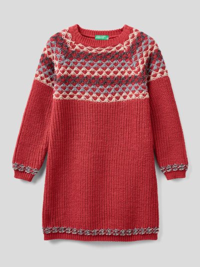Kids' Benetton Warm Knit Dress Strawberry | NZ958448