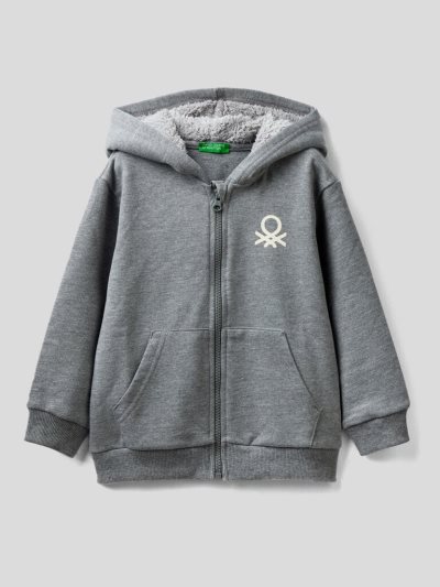 Kids' Benetton Warm Lined Hood Hoodie Dark Grey | NZ038297