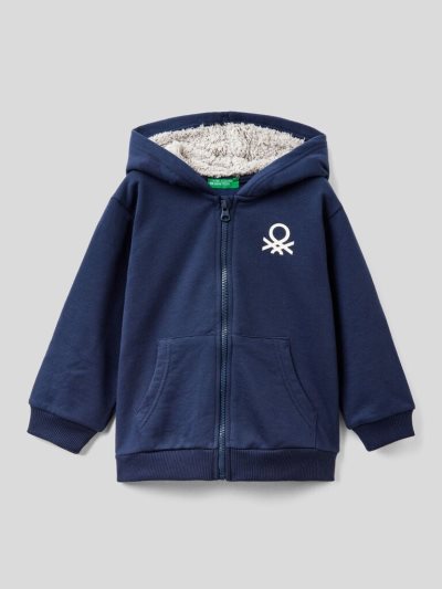 Kids' Benetton Warm Lined Hood Hoodie Dark Blue | NZ538977
