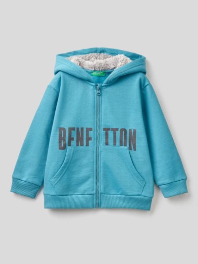 Kids' Benetton Warm Lined Hood Hoodie Light Blue | NZ458019