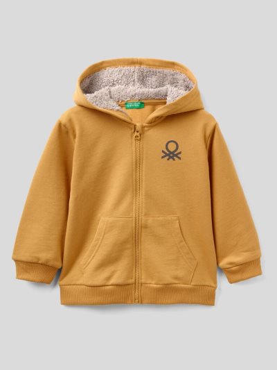 Kids' Benetton Warm Lined Hood Hoodie Mustard | NZ025611