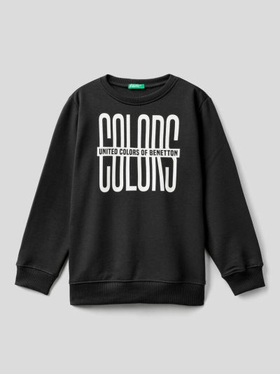 Kids' Benetton Warm Logo Sweatshirt Black | NZ453436