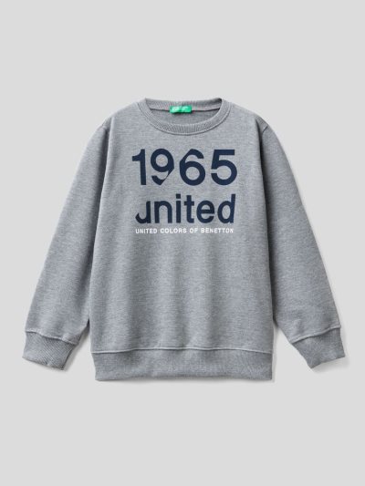 Kids' Benetton Warm Logo Sweatshirt Dark Grey | NZ175837