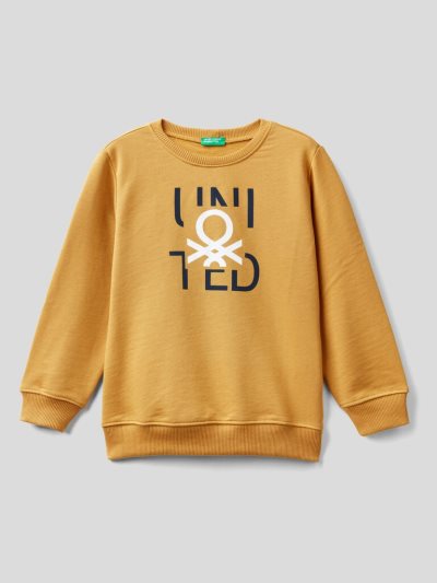 Kids' Benetton Warm Logo Sweatshirt Mustard | NZ566985
