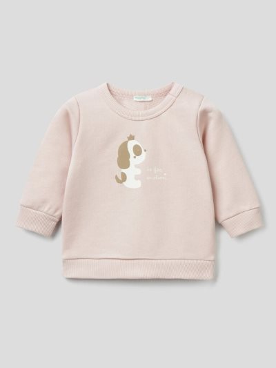 Kids' Benetton Warm Organic Cotton Print Sweatshirt Pink | NZ281332
