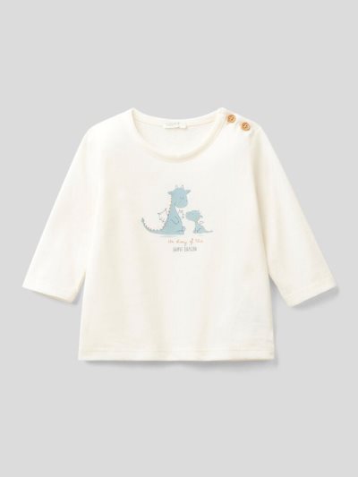 Kids' Benetton Warm Organic Cotton T Shirts Creamy White | NZ002528