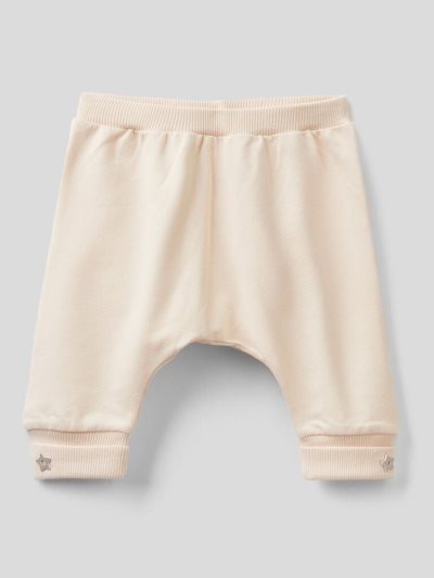 Kids' Benetton Warm Organic Stretch Cotton Trousers Creamy White | NZ042995