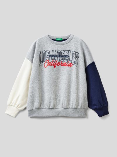 Kids' Benetton Warm Oversized Embroidery Sweatshirt Grey | NZ965549