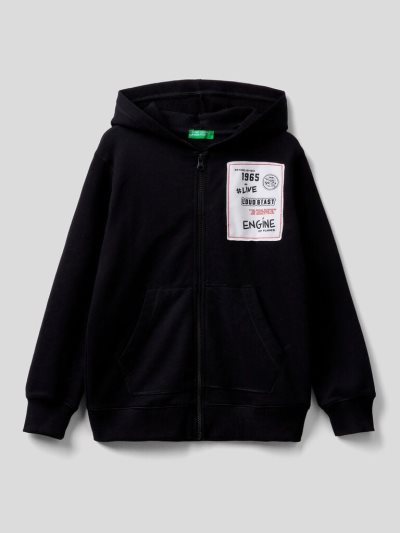 Kids' Benetton Warm Patch Hoodie Black | NZ442202