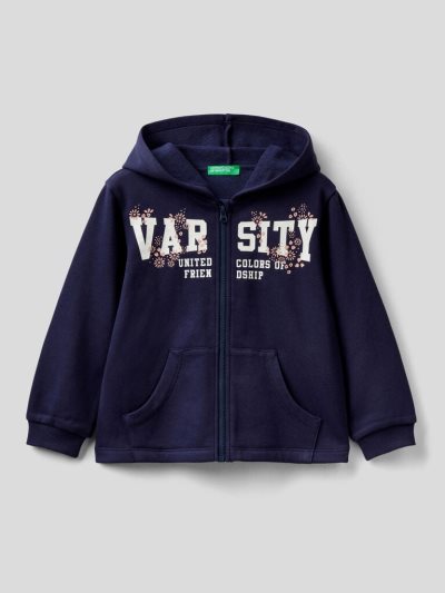 Kids' Benetton Warm Print Hoodie Dark Blue | NZ221329