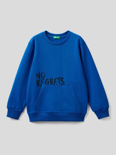 Kids' Benetton Warm Print Sweatshirt Bright Blue | NZ801381