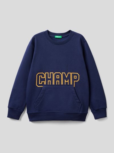 Kids' Benetton Warm Print Sweatshirt Dark Blue | NZ623443