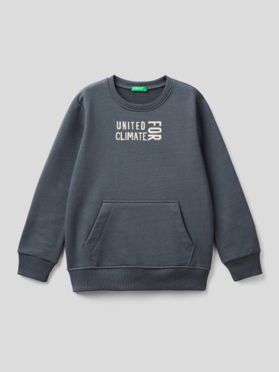 Kids' Benetton Warm Print Sweatshirt Dark Grey | NZ789954