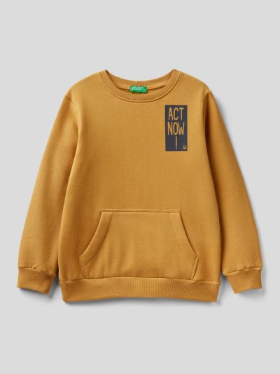 Kids' Benetton Warm Print Sweatshirt Mustard | NZ180278