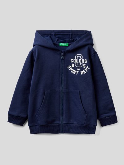 Kids' Benetton Warm Printed Hoodie Dark Blue | NZ504730