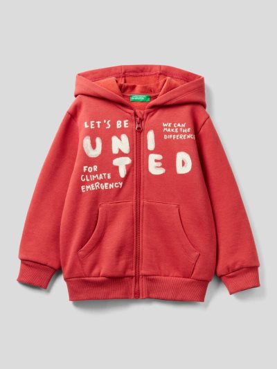 Kids' Benetton Warm Printed Hoodie Red | NZ271125
