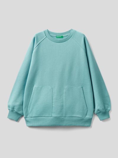 Kids' Benetton Warm Raglan Sleeves Sweatshirt Light Blue | NZ159790