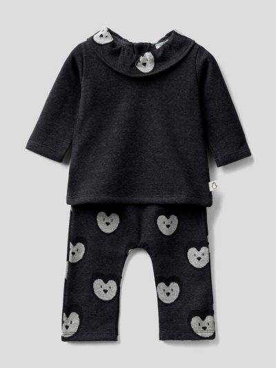 Kids' Benetton Warm Recycled Cotton Blend Dungarees Dark Grey | NZ015520