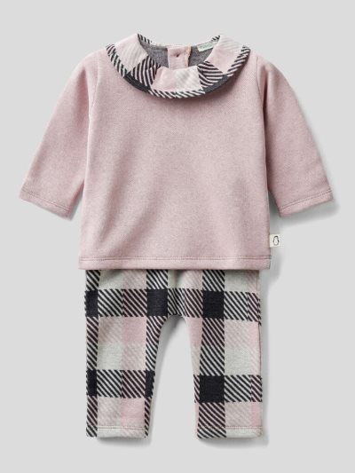 Kids' Benetton Warm Recycled Cotton Blend Dungarees Soft Pink | NZ402800