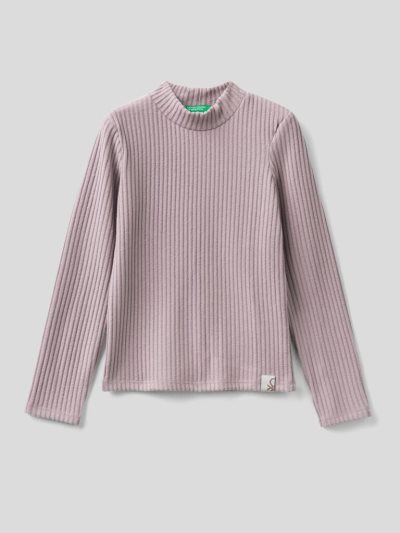Kids' Benetton Warm Recycled Fabric Long Sleeve T-shirts Soft Pink | NZ912258