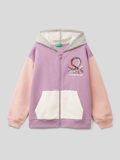 Kids' Benetton Warm Sequins Hoodie Lilac | NZ485816
