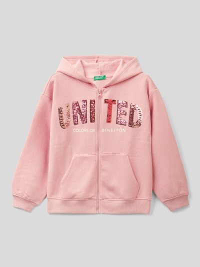 Kids' Benetton Warm Sequins Hoodie Pastel Pink | NZ796369