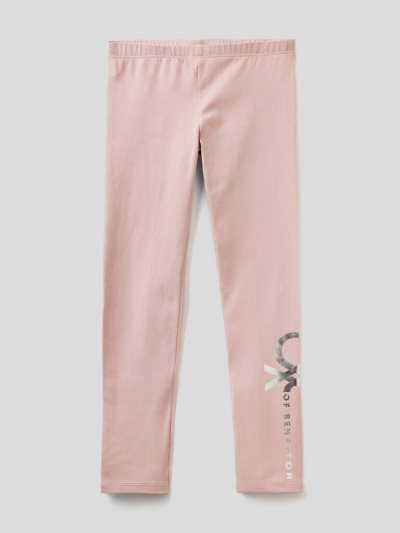 Kids' Benetton Warm Stretch Cotton Leggings Soft Pink | NZ164936